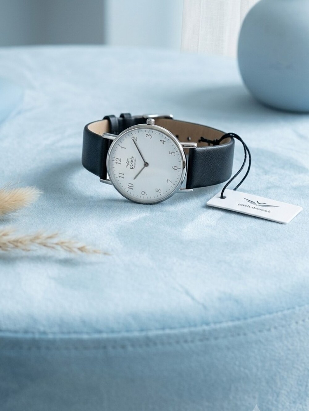 Women's Black Leather Strap Watch with Silver Case - Unbranded